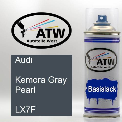 Audi, Kemora Gray Pearl, LX7F: 400ml Sprühdose, von ATW Autoteile West.